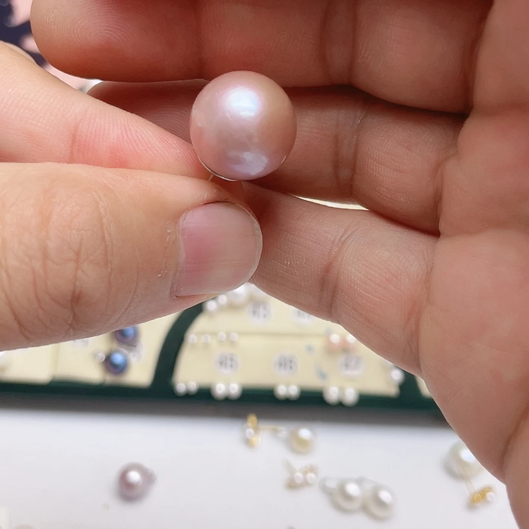 微***笑银S925镶嵌耳饰淡水珍珠