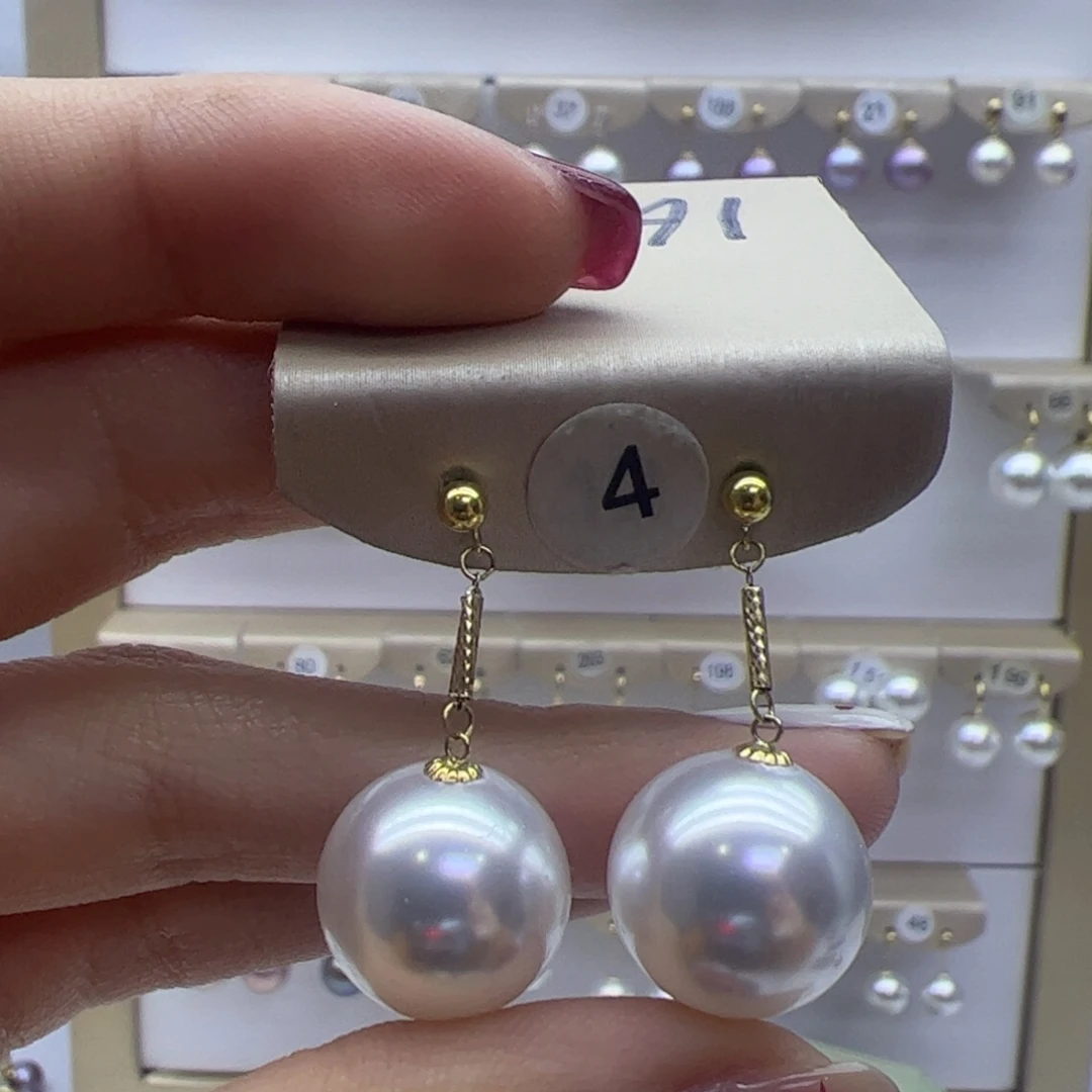 淡水珍珠耳饰18K金镶嵌