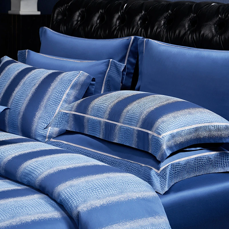 MINE/寐100支埃及长绒棉色织提花缎纹四件套 鳄 绅士风