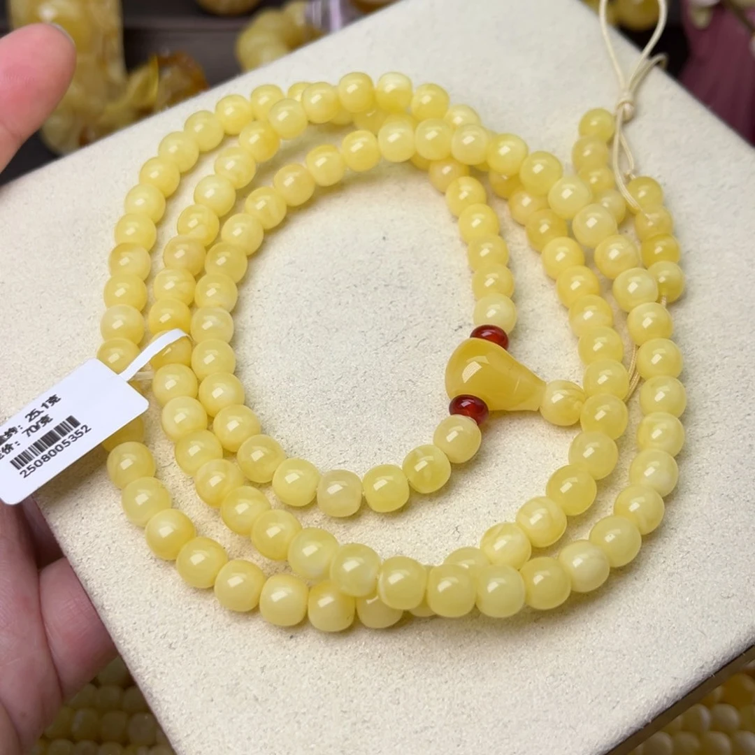 蜜蜡颈饰未镶嵌7精工高桩老型108满蜡奶豆