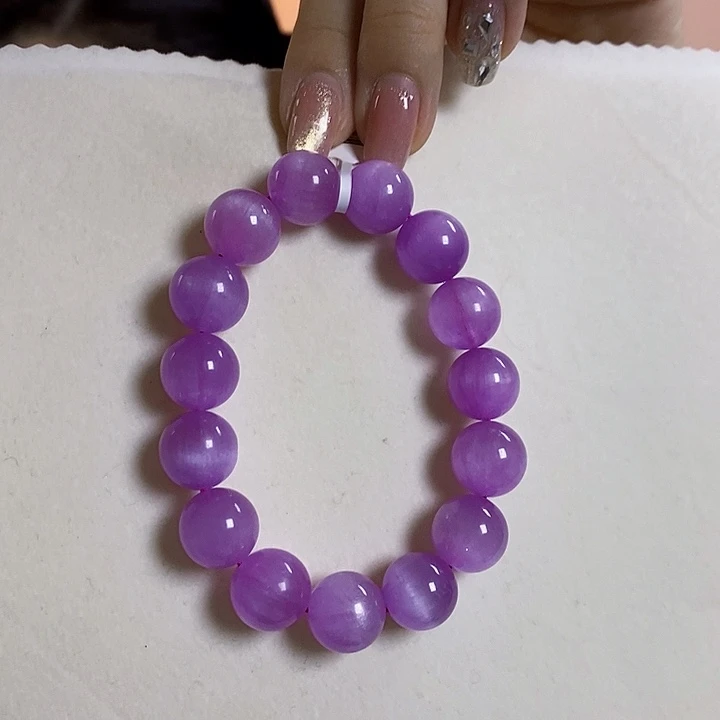 锂辉石紫锂辉高冰收藏级手串13+未镶嵌