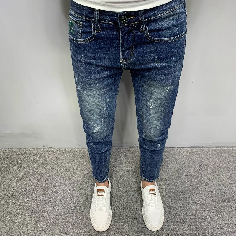 Npkp Couture官方正品/深蓝色男士牛仔裤夏季新款潮流韩版修身百