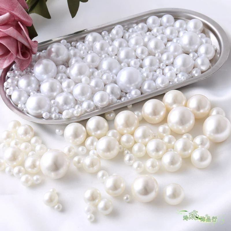 (珺泽）无孔仿珍珠米白色ABS纯白色diy手工饰品配件装饰珍珠散珠