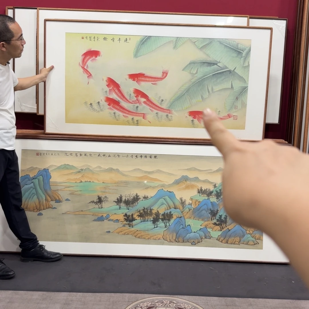 国画手绘作品带框160成80