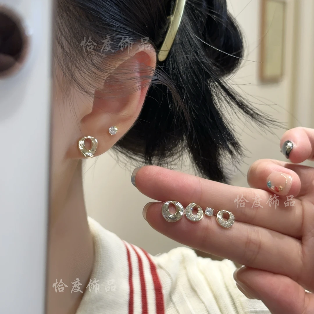 【恰度】精致亮闪锆石圈圈六件套耳钉