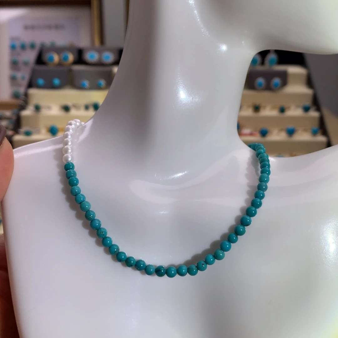 18K金镶嵌绿松石项链