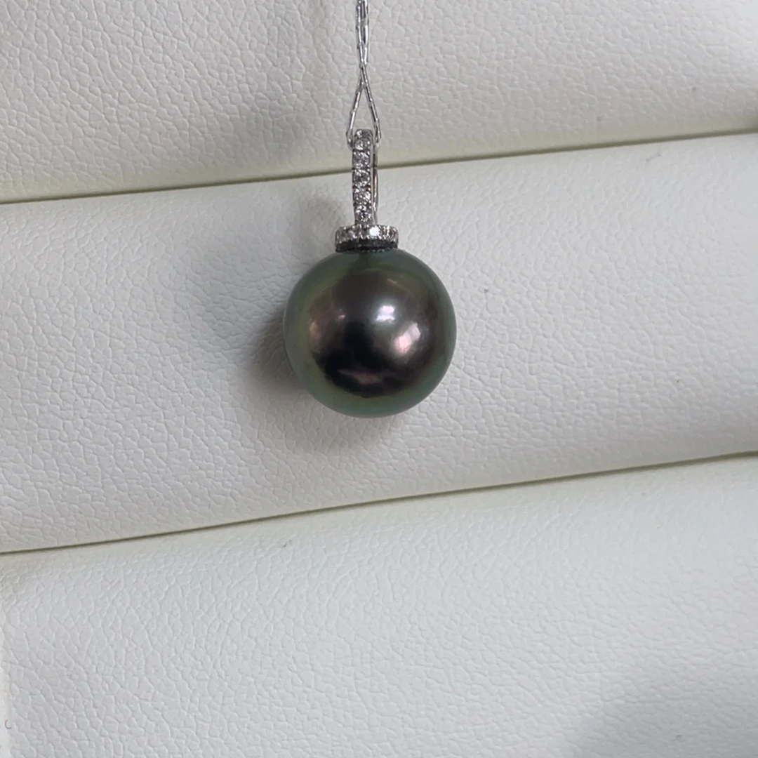 海水珍珠吊坠(不含链)18K金镶嵌10.8mm