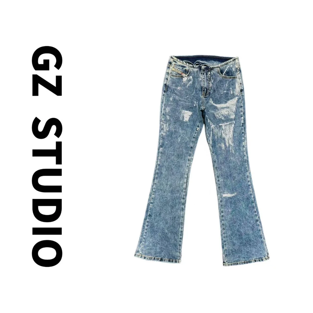 2025年新款贴片亮面百搭微喇牛仔裤【特殊工艺只支持干洗】