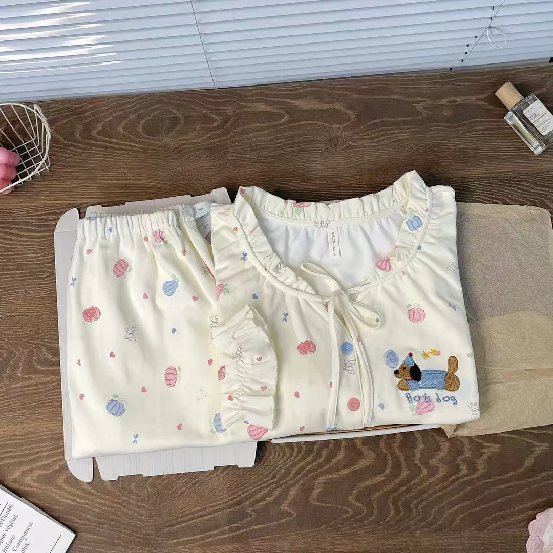 《纯棉带胸垫》孕妇睡衣待产月子服产后哺乳睡衣孕妇喂奶家居服产妇