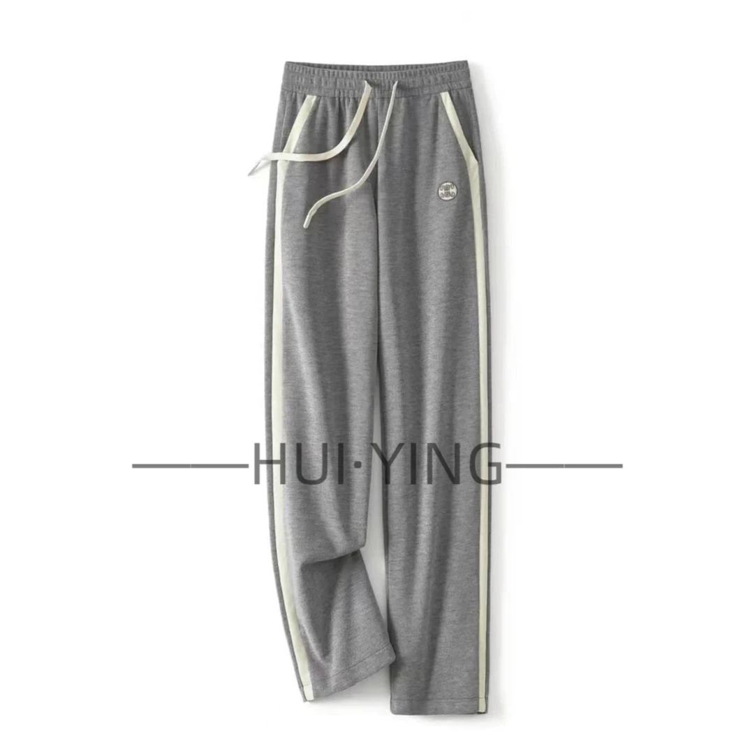 【爆款来袭】设计师新款刺绣撞色高腰直筒裤 HY2403
