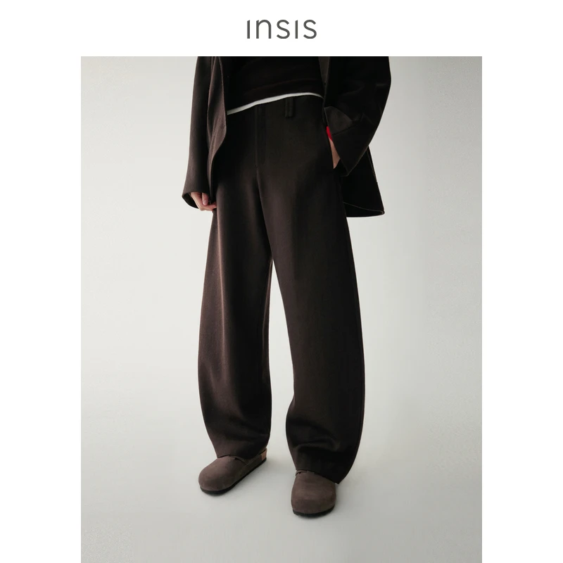 INSIS FEMME极简连腰弧形休闲长裤FN24422215