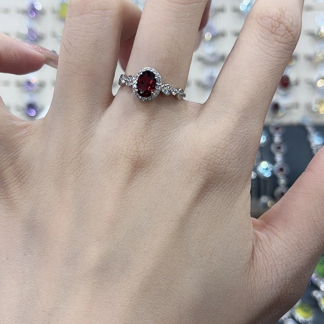 石榴石戒指银S925镶嵌