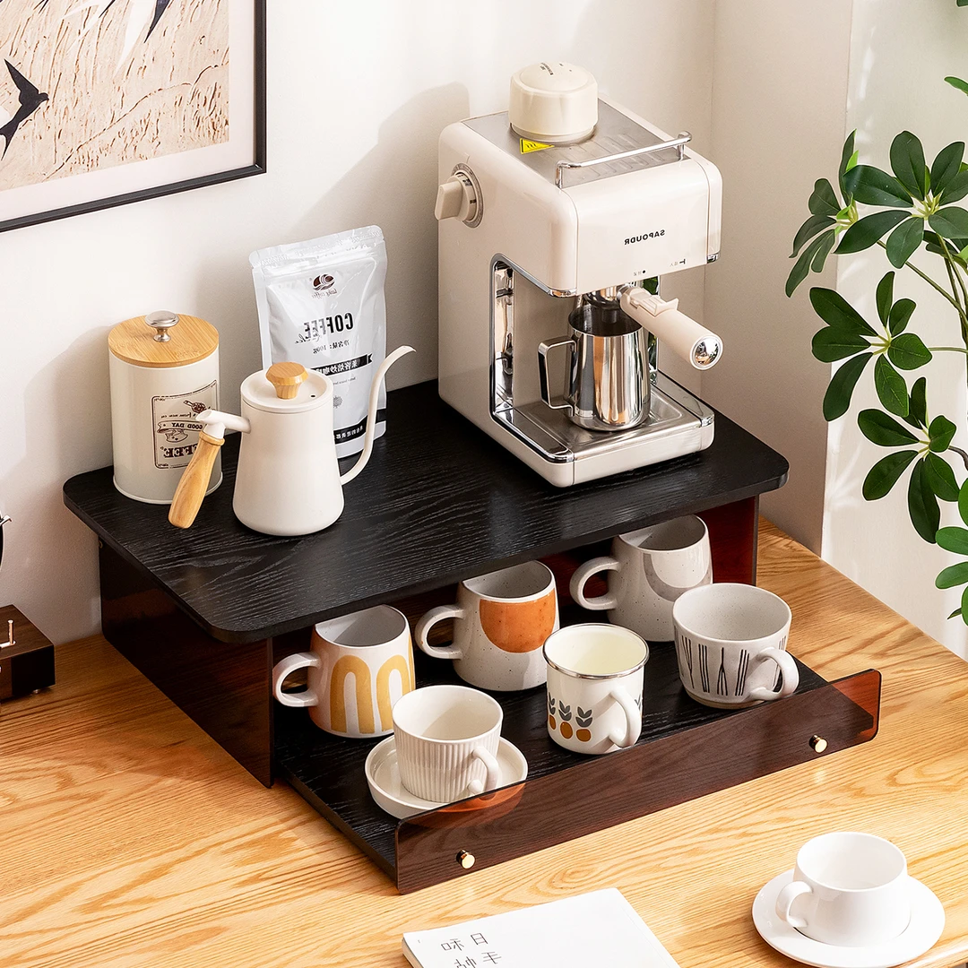 桌面收纳盒子亚克力办公桌零食杂物家用厨房置物架水杯咖啡机收纳