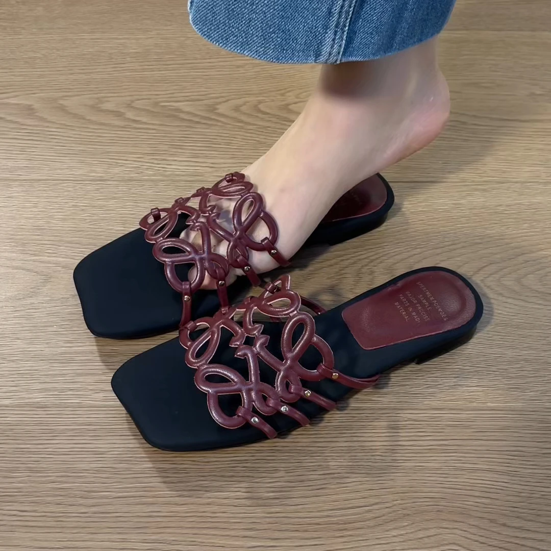 拖鞋 2025年夏季新款通勤镂空法式拖鞋小众设计拖鞋女款