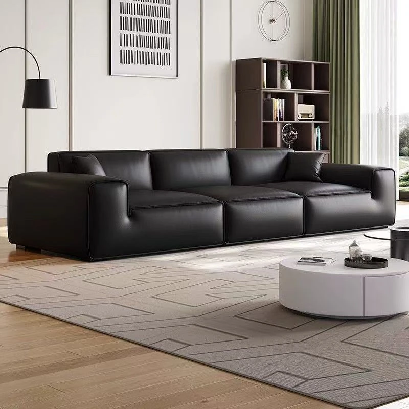 大黑牛意式轻奢皮艺现代北欧风格直排贵妃沙发简约客厅家用沙发