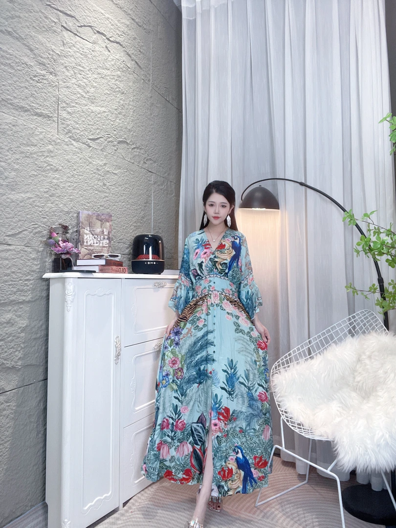 Bikamo/比卡陌法式重磅真丝连衣裙X0004