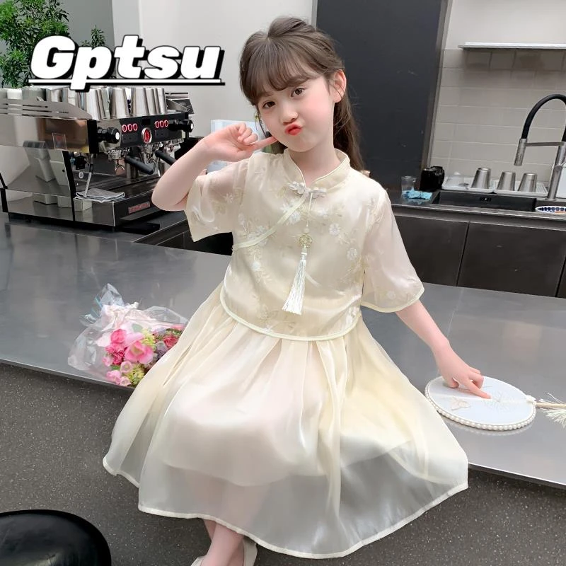 GPTSu女童连衣裙2025新款夏季儿童汉服国风洋气公主裙夏装女裙子