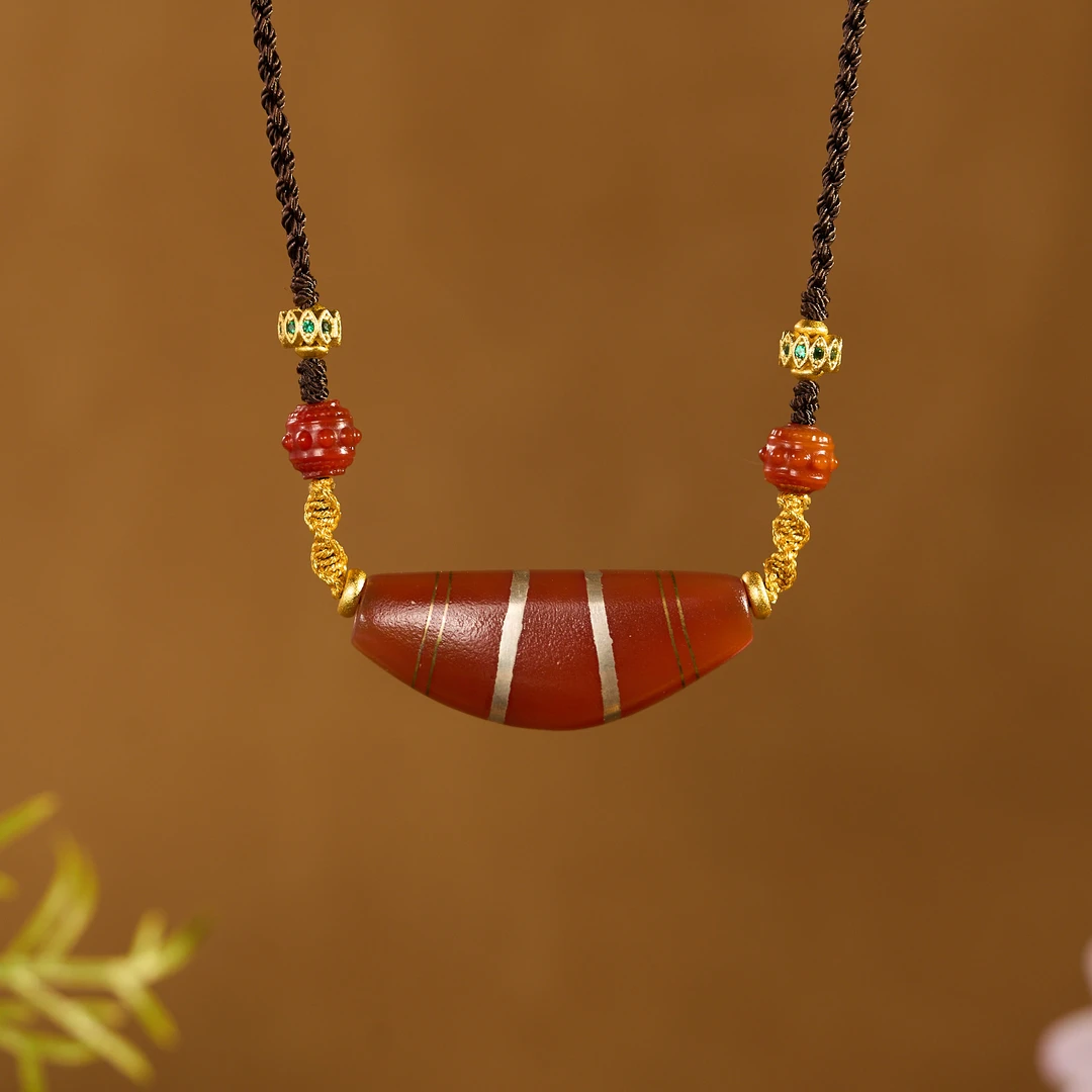 红肉线线天珠项链P6TWZ多样性发一