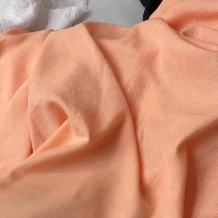 天丝（莱赛尔纤维）浅粉橙竹节麻1