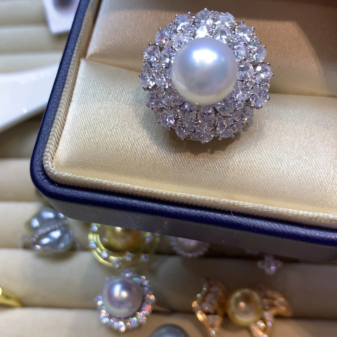 银S925镶嵌戒指海水珍珠