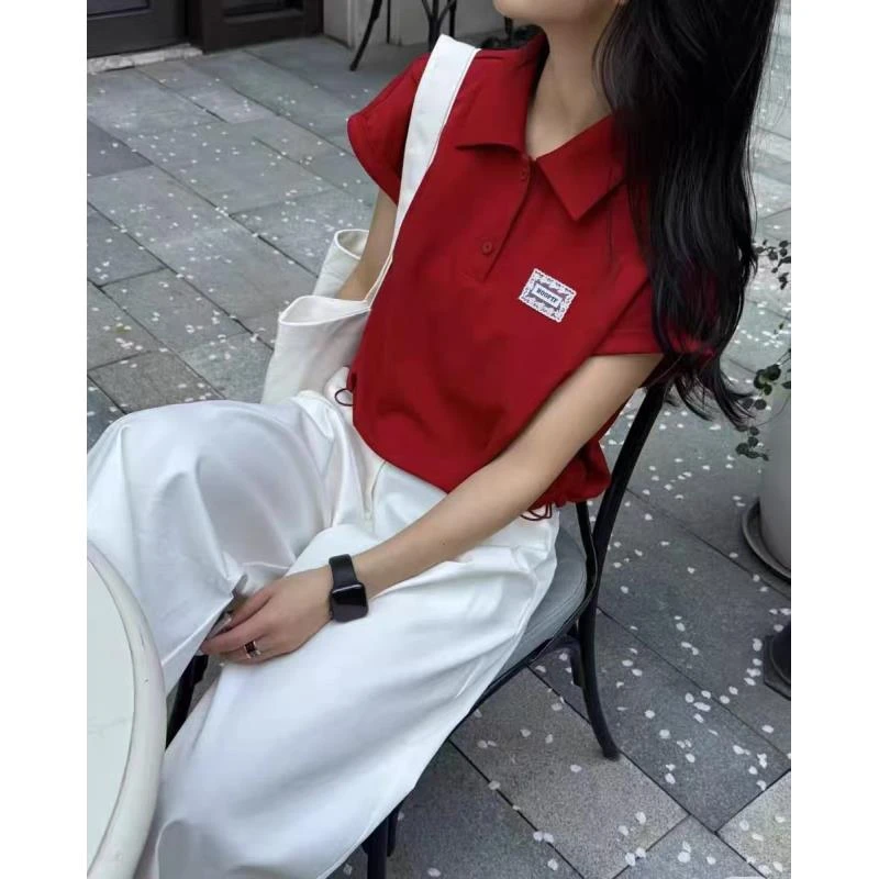 欧洲站新款刺绣蕾丝字母贴标短袖T恤女欧货时尚宽松显瘦气质上衣