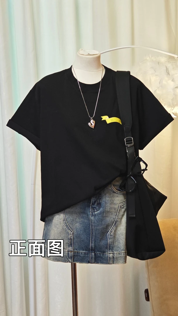 宽松短袖t恤女装中长款遮屁股上衣8269