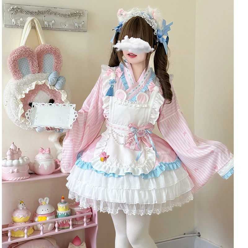 原创春日和风小熊芭蕾风洛丽塔小女仆羽织亚文化改良软妹裙