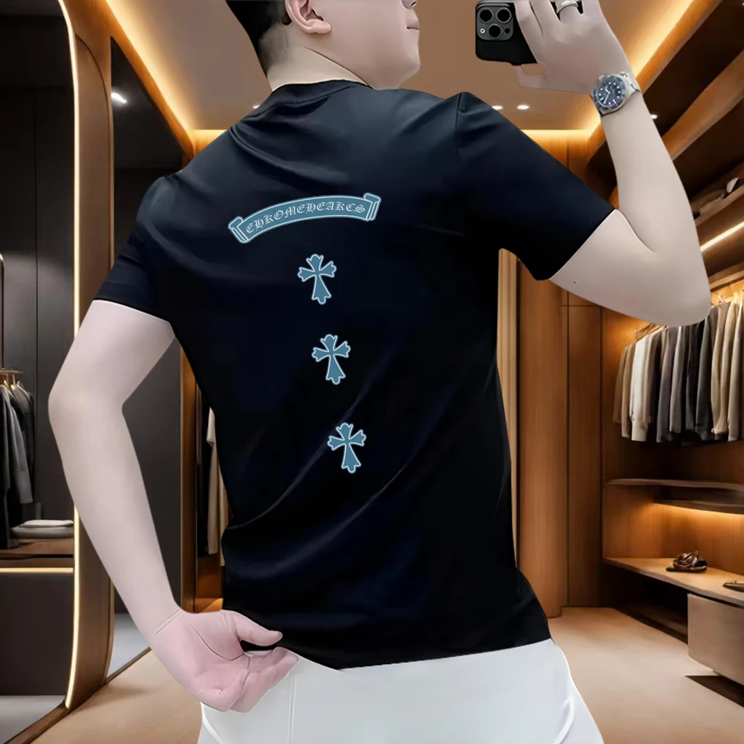 夏季新款T恤短袖男休闲时尚百搭轻奢痞帅男装2025年帅气潮牌上衣