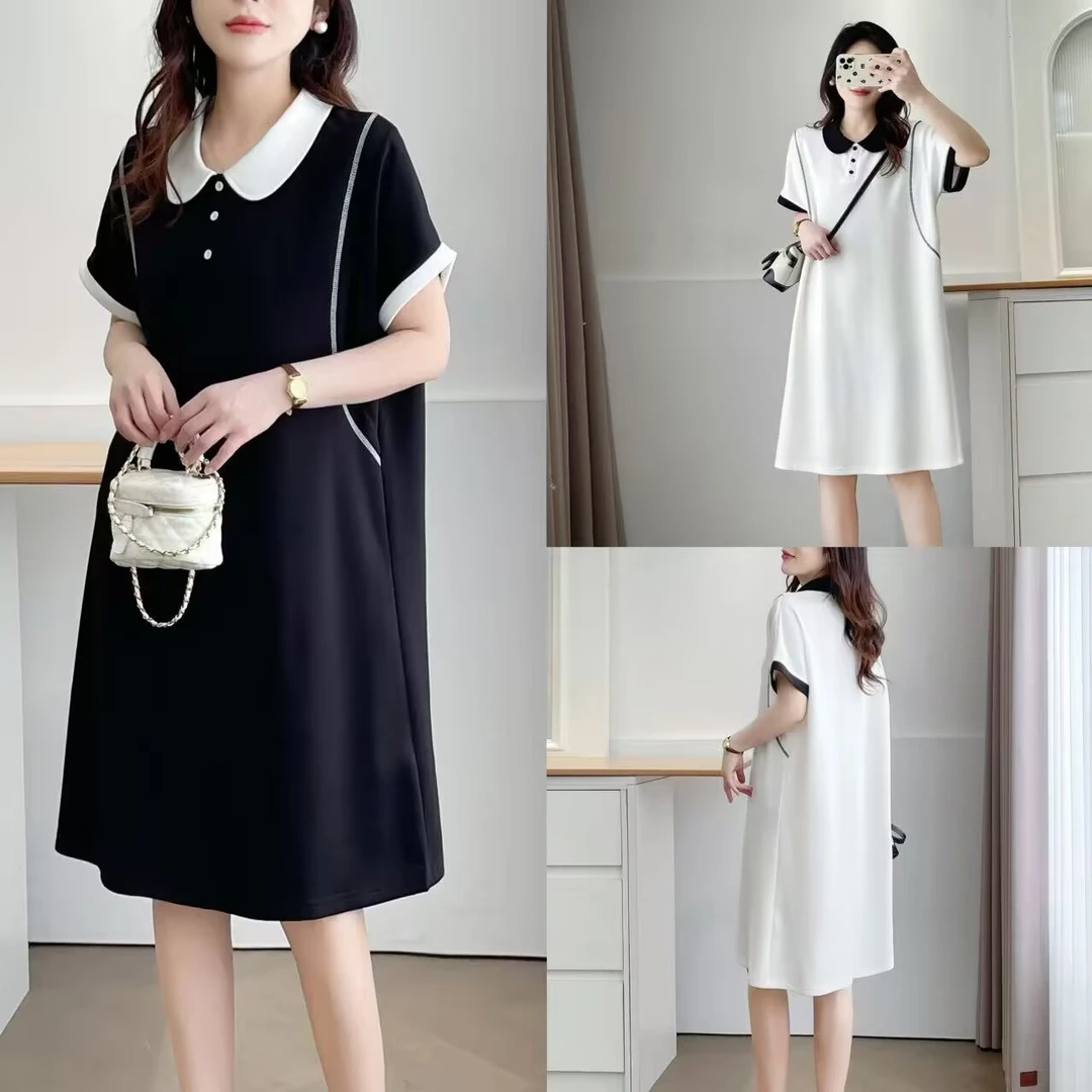 大码连衣裙胖mm洋气时尚减龄高级感显瘦穿搭绝美中长裙8335-1