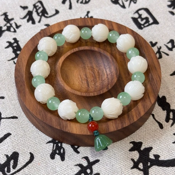 非金属木质手链 南岳大庙文创步步生莲手串