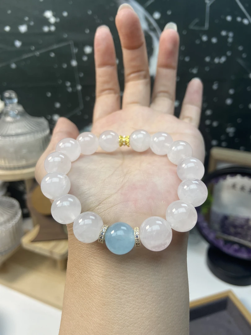 高品质天然粉水手链BD166