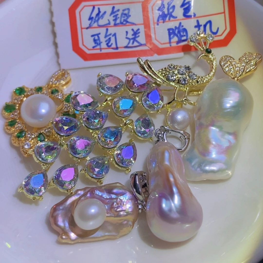 银S925镶嵌天然淡水珍珠淡水珍珠