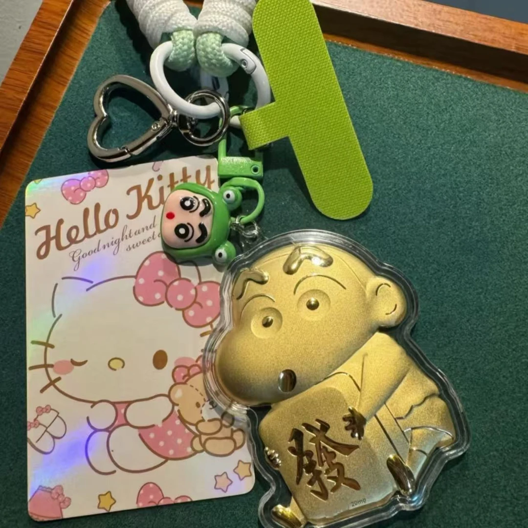 含金工艺品20mg蜡笔小新发财款挂饰手机挂件卡通人物卡通挂绳