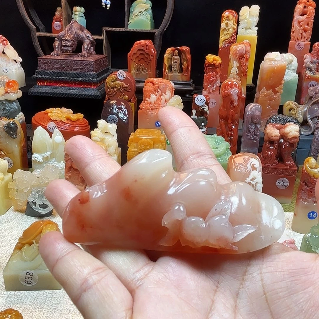 印石寿山石桃子镇尺