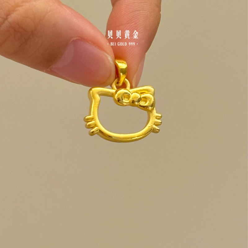 贝贝黄金 足金999 镂空kt头 大号 素金 吊坠 103