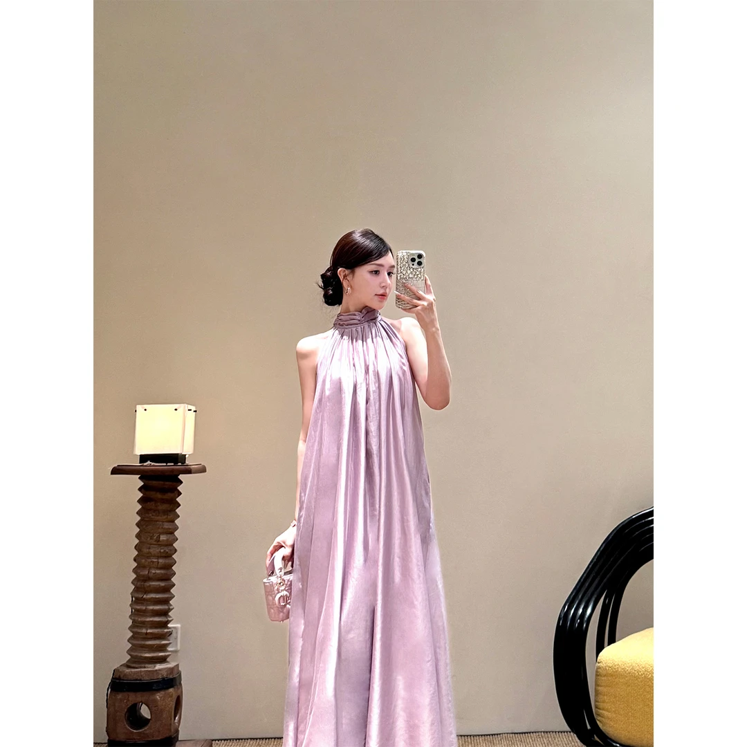 冯薪颖 连衣裙 2025夏款A字长裙宽松气质无袖连衣裙女 Q505027