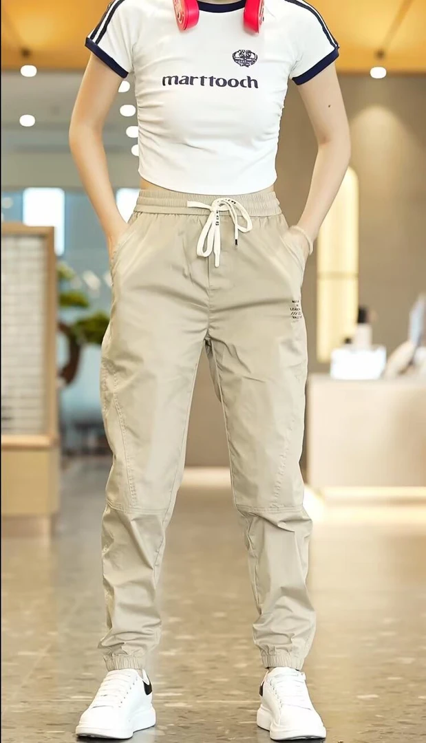 薄款男士休闲裤夏季潮流宽松新款男女韩版运动透气抽绳九分束脚裤