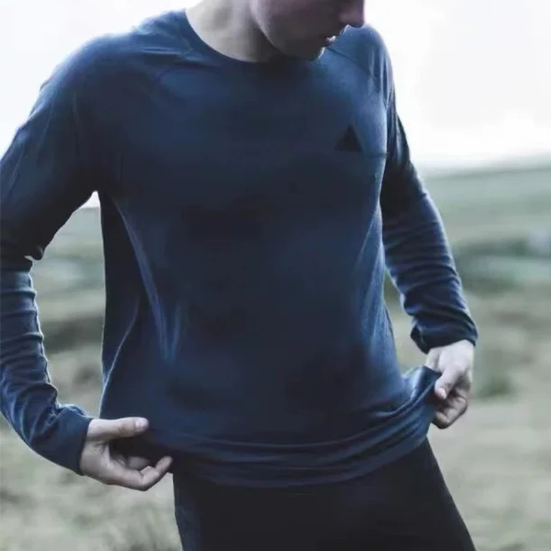 秋冬尝鲜！立体裁剪拼接 季男士蜂窝网眼面料长袖打底衫