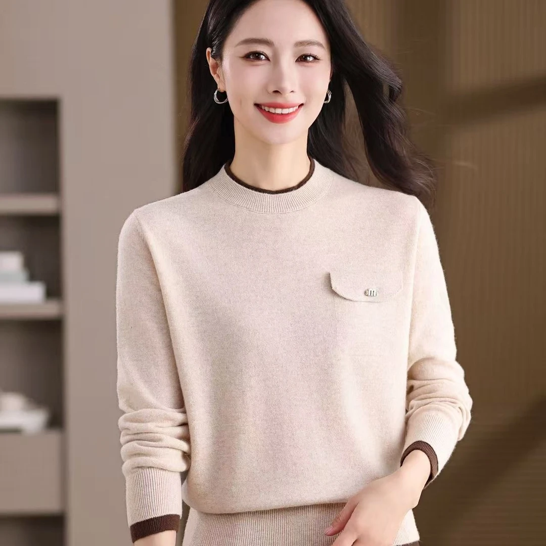 女士半高领通勤羊毛衫