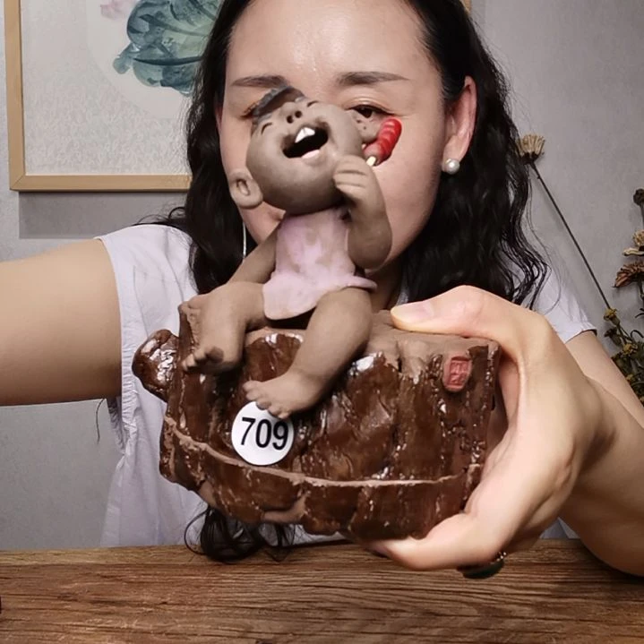 紫砂童趣系列作品收纳笔筒花器童趣系列作品盘香炉