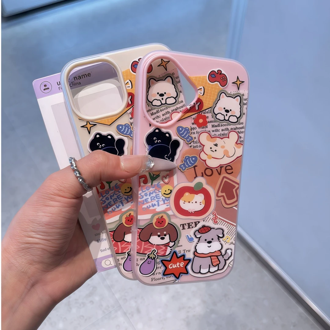 歌诗丹途茄子小狗适用iPhone16肤感果冻壳苹果15/14磨砂/14防摔壳