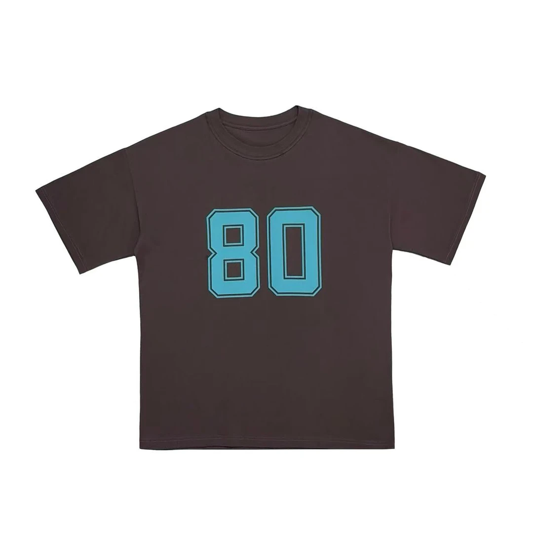 [N]咖色数字80简约百搭休闲夏季薄款棉感儿童体恤(夏日炎炎）