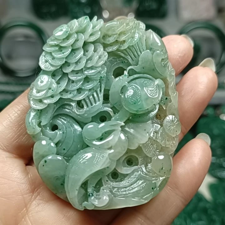 独山玉松鹤延年未镶嵌