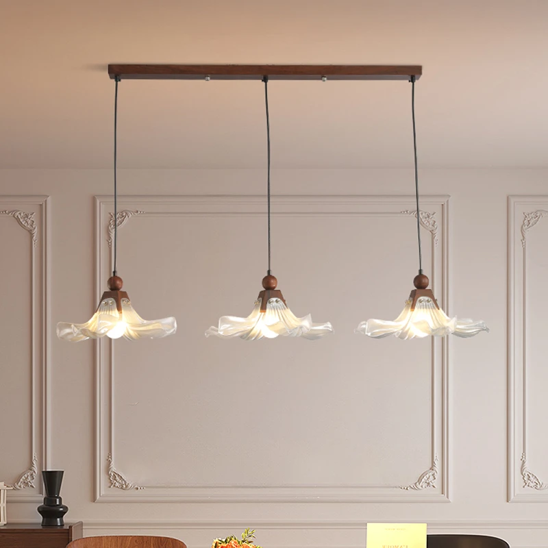 花朵吊灯法式轻奢高级感餐厅灯宋式美学复古氛围感三头饭厅吧台灯