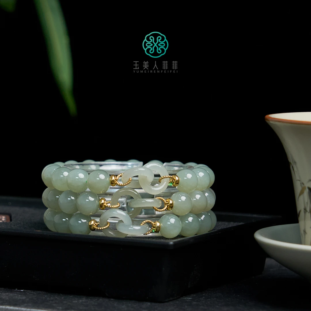 菲菲珠宝好@和田玉单圈圆珠手串约10mm-多样性发一