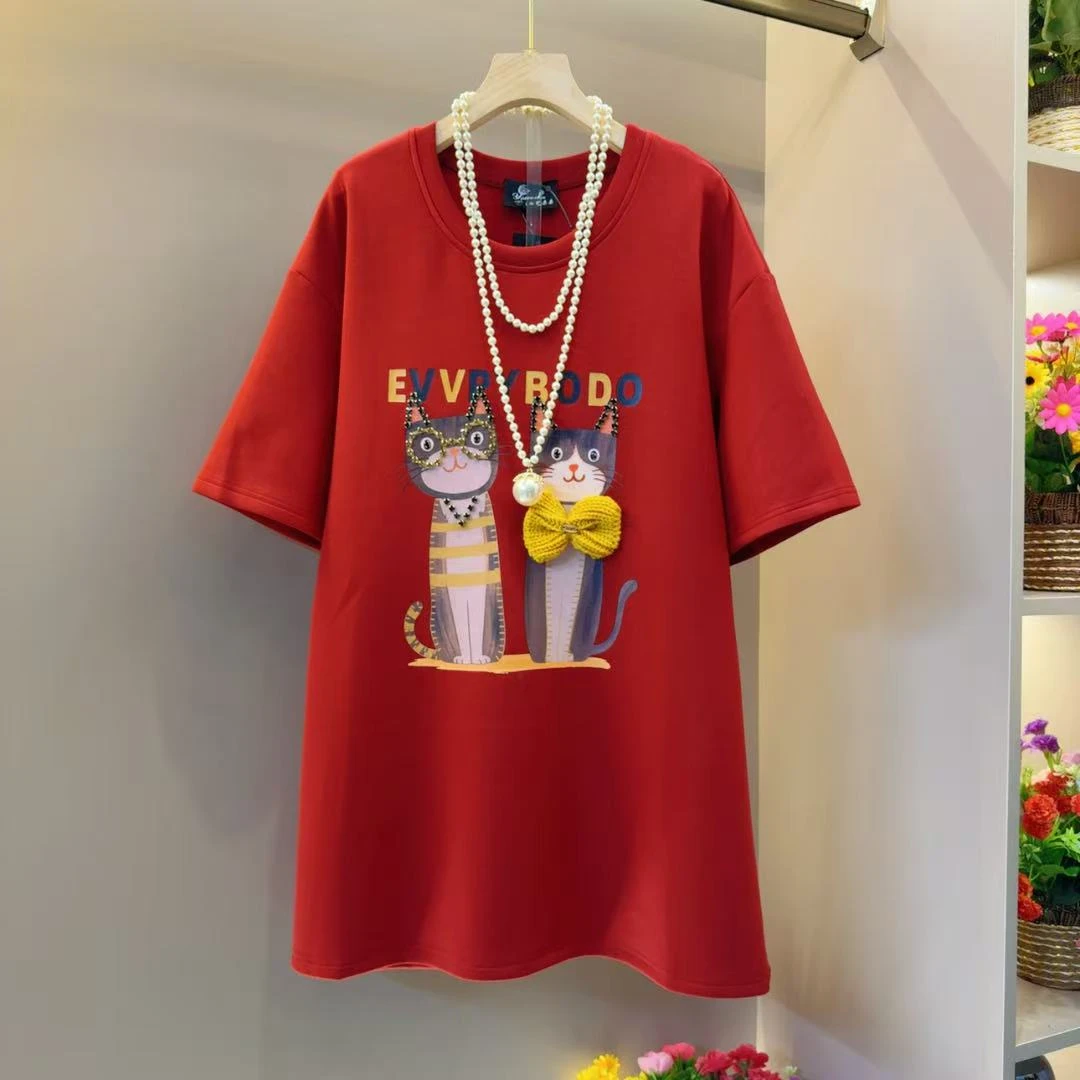 潮流韩系网红印花百搭时尚宽松T恤衣长80左右