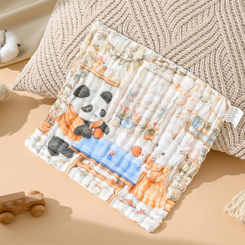 婴儿小方巾六层高密纯棉纱布宝宝口水巾a类棉儿童毛巾