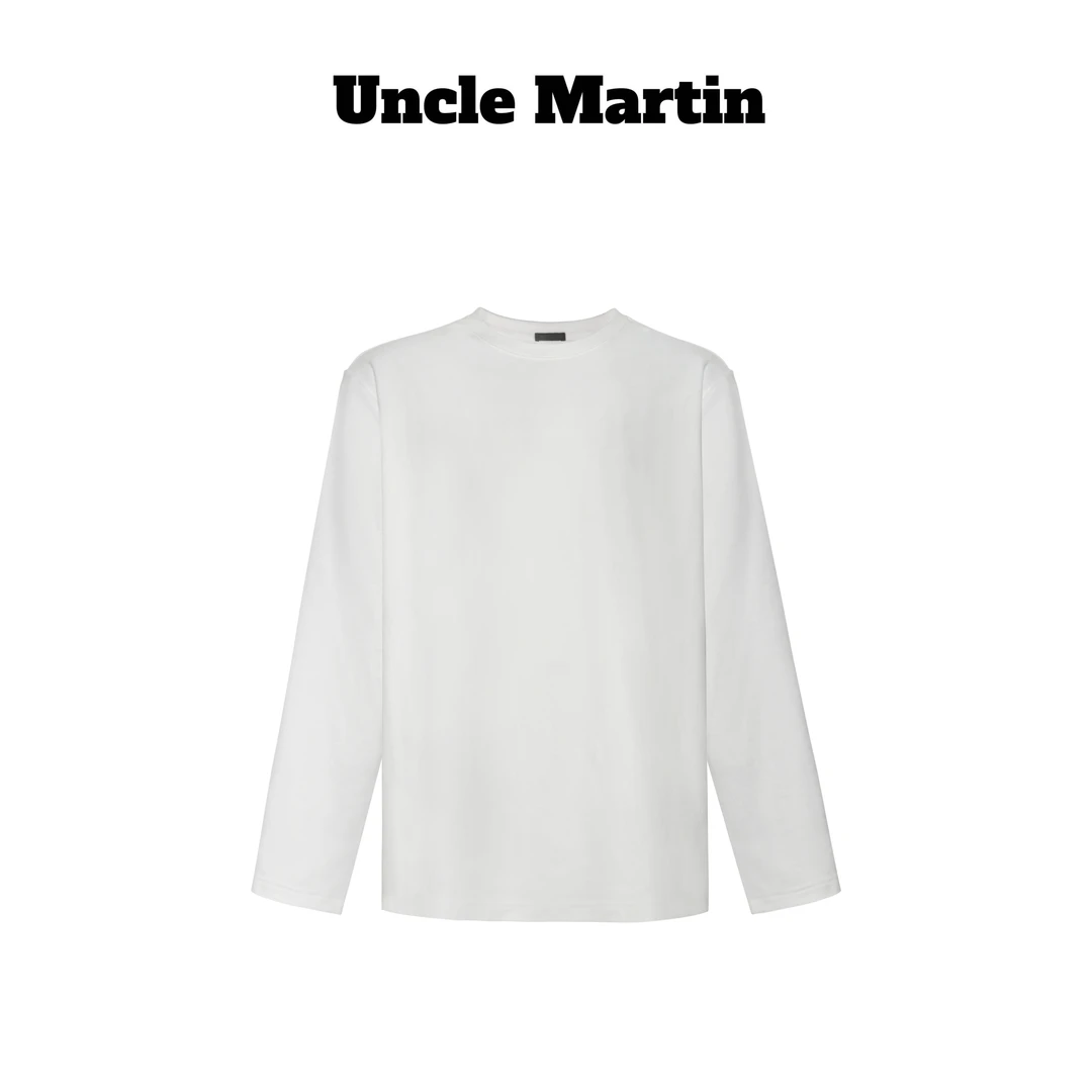 马丁叔叔  冬季新款常规圆领纯色经典长袖T恤 846