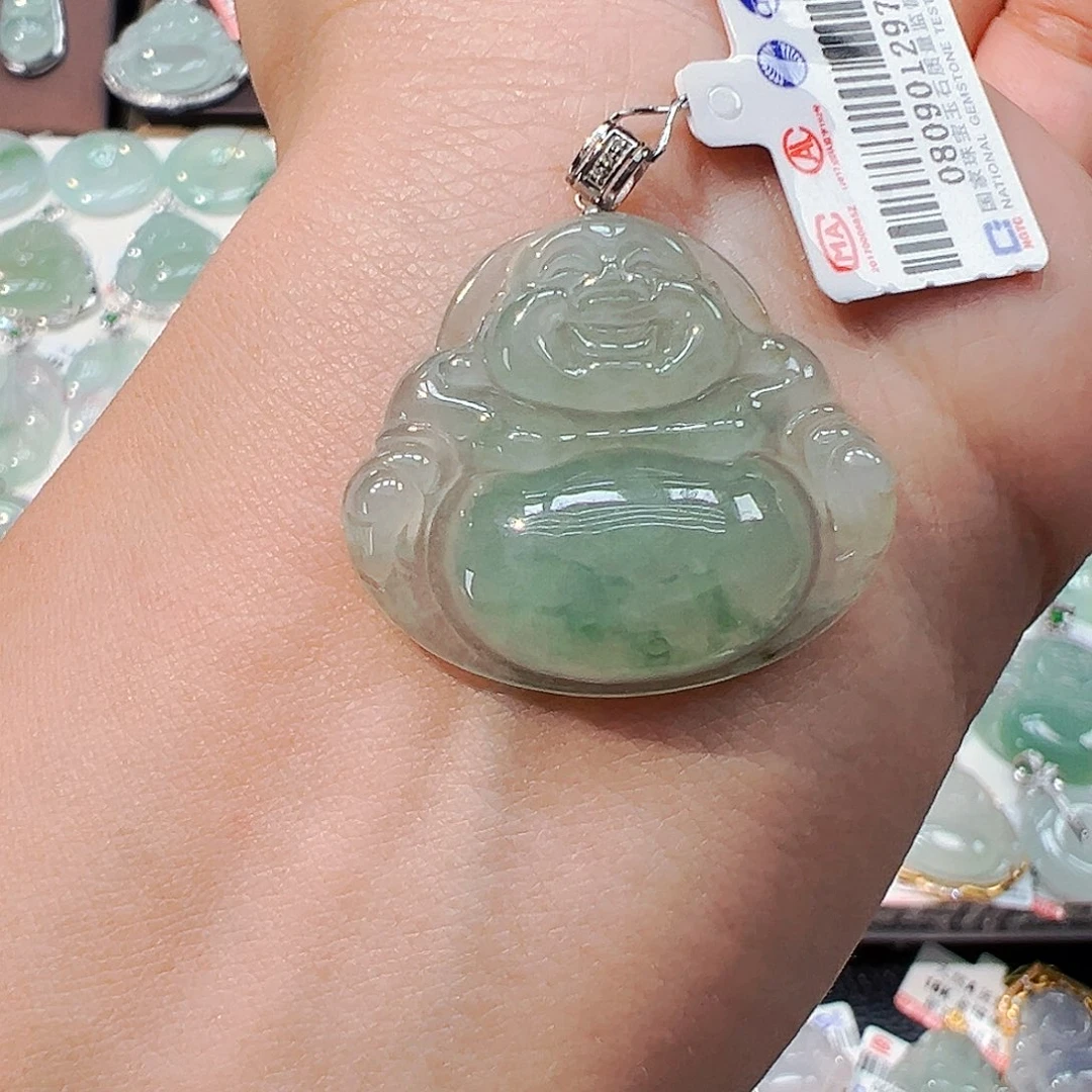 翡翠18K金镶嵌吊坠(不含链)佛公