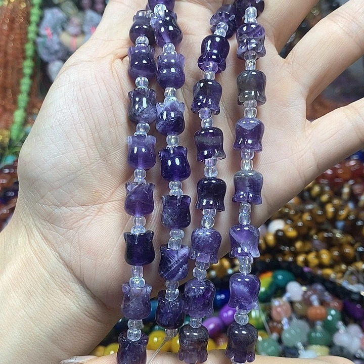 未镶嵌玛瑙/玉髓珠宝半成品天然紫水晶铃兰花